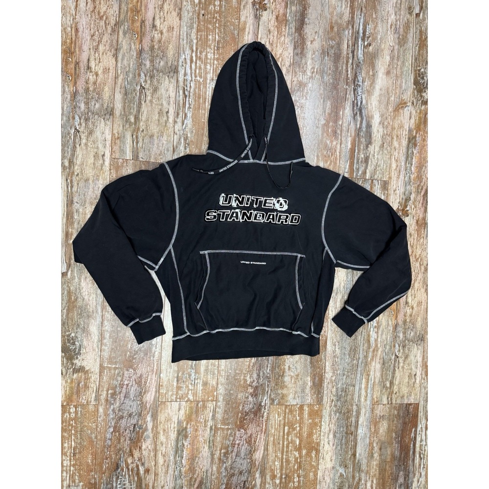 Mens United Standard Reflex Hoodie Made In Italy Pullover Black Spellout Small